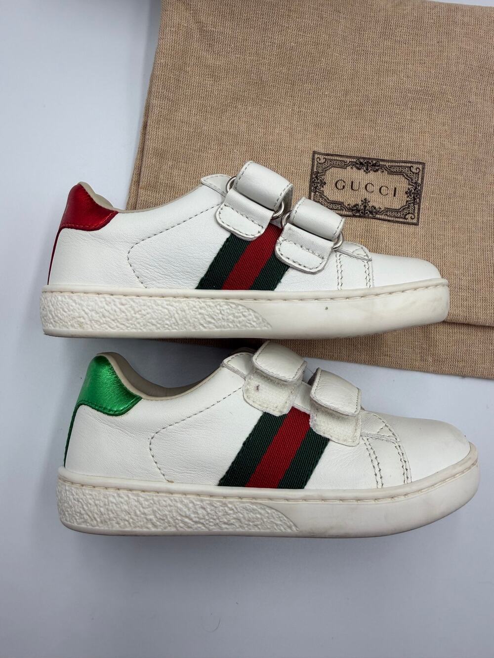 Gucci kids leather ace sneaker with web size 24 with box